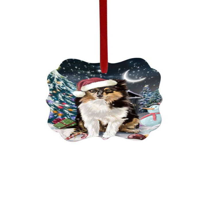 Have a Holly Jolly Christmas Happy Holidays Shetland Sheepdog Double-Sided Photo Benelux Christmas Ornament LOR48335