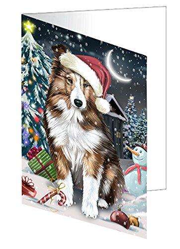 Have a Holly Jolly Christmas Happy Holidays Shetland Sheepdog Handmade Artwork Assorted Pets Greeting Cards and Note Cards with Envelopes for All Occasions and Holiday Seasons GCD2870