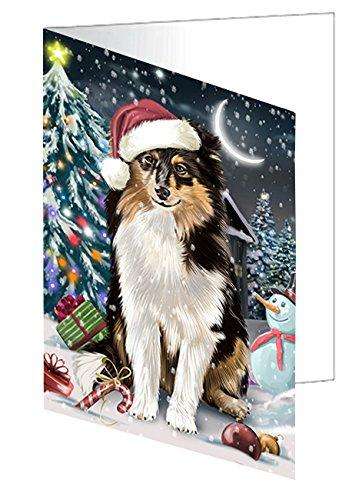 Have a Holly Jolly Christmas Happy Holidays Shetland Sheepdog Handmade Artwork Assorted Pets Greeting Cards and Note Cards with Envelopes for All Occasions and Holiday Seasons GCD2880