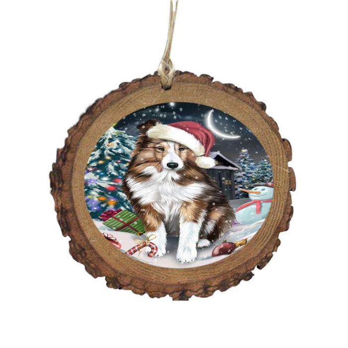 Have a Holly Jolly Christmas Happy Holidays Shetland Sheepdog Wooden Christmas Ornament WOR48333