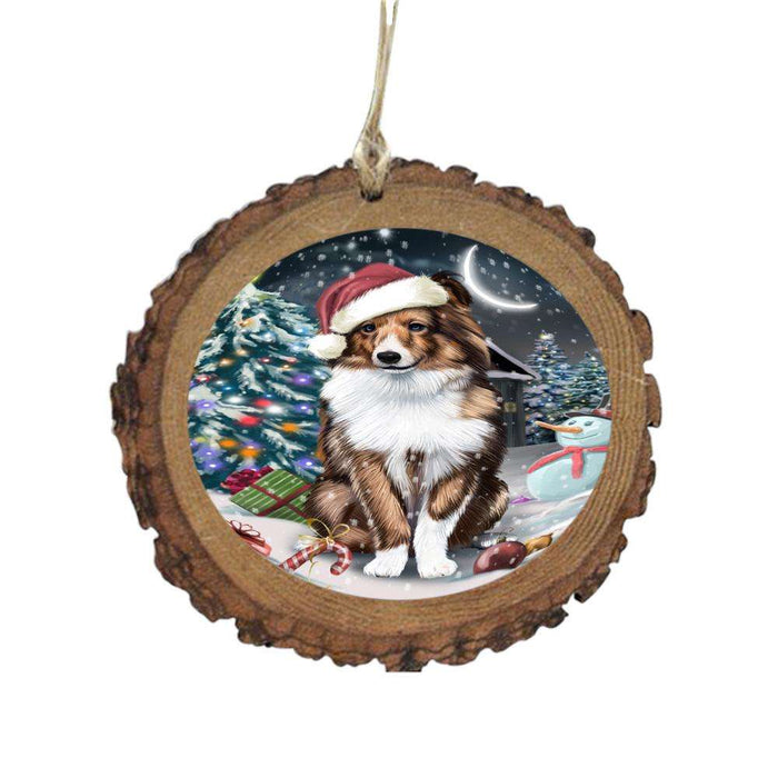 Have a Holly Jolly Christmas Happy Holidays Shetland Sheepdog Wooden Christmas Ornament WOR48334