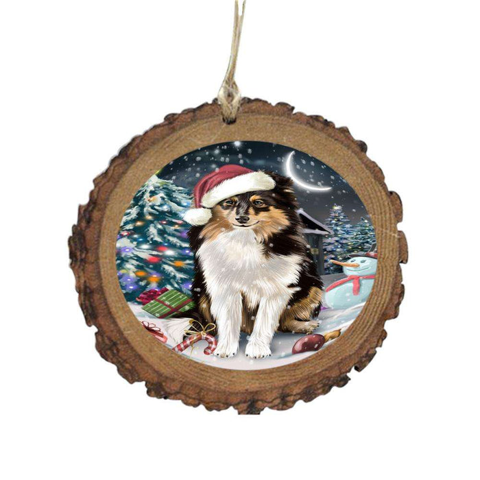 Have a Holly Jolly Christmas Happy Holidays Shetland Sheepdog Wooden Christmas Ornament WOR48335