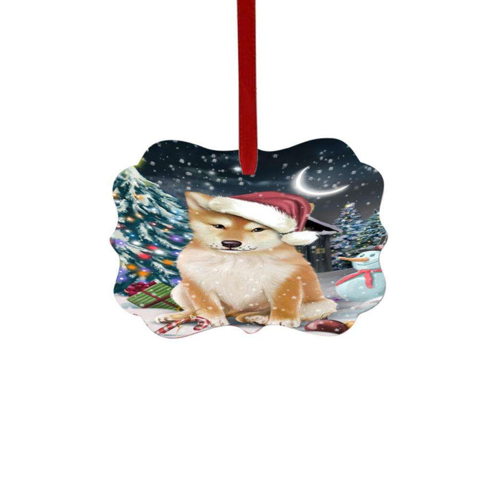 Have a Holly Jolly Christmas Happy Holidays Shiba Inu Dog Double-Sided Photo Benelux Christmas Ornament LOR48232