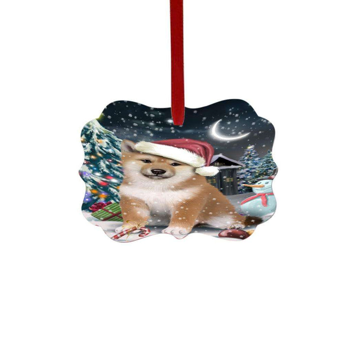 Have a Holly Jolly Christmas Happy Holidays Shiba Inu Dog Double-Sided Photo Benelux Christmas Ornament LOR48233