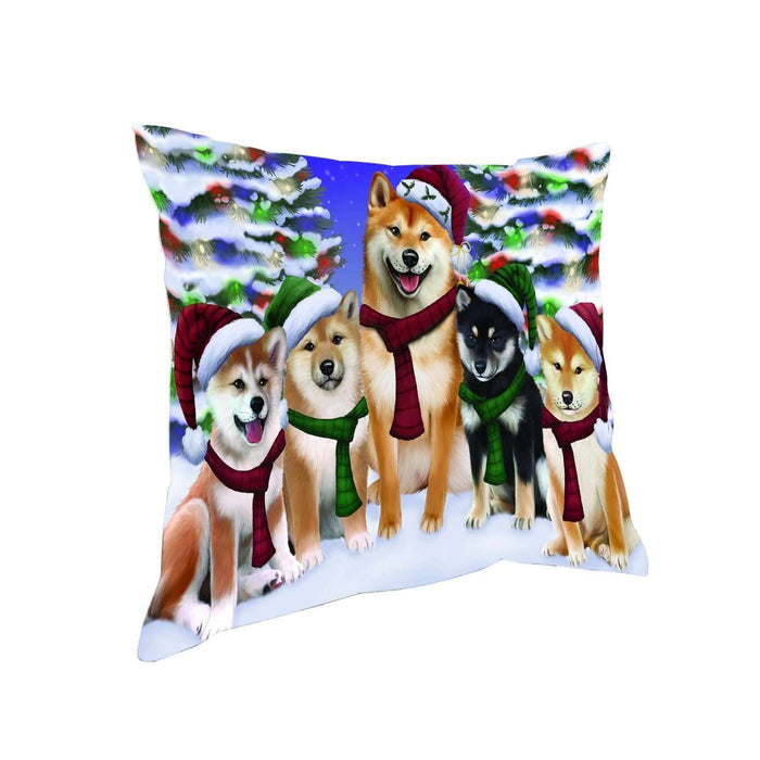 Have a Holly Jolly Christmas Happy Holidays Shiba Inu Dog Throw Pillow PIL1732