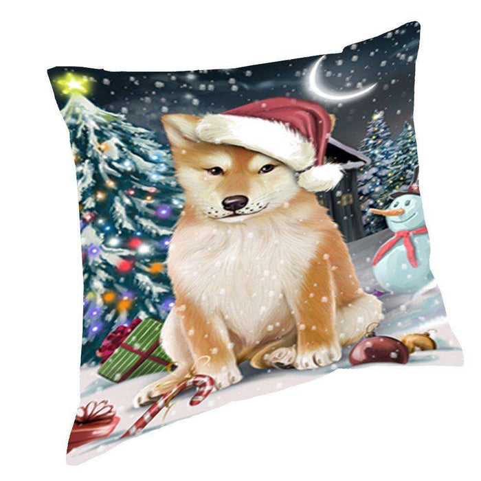Have a Holly Jolly Christmas Happy Holidays Shiba Inu Dog Throw Pillow PIL720