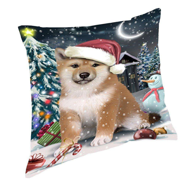 Have a Holly Jolly Christmas Happy Holidays Shiba Inu Dog Throw Pillow PIL724