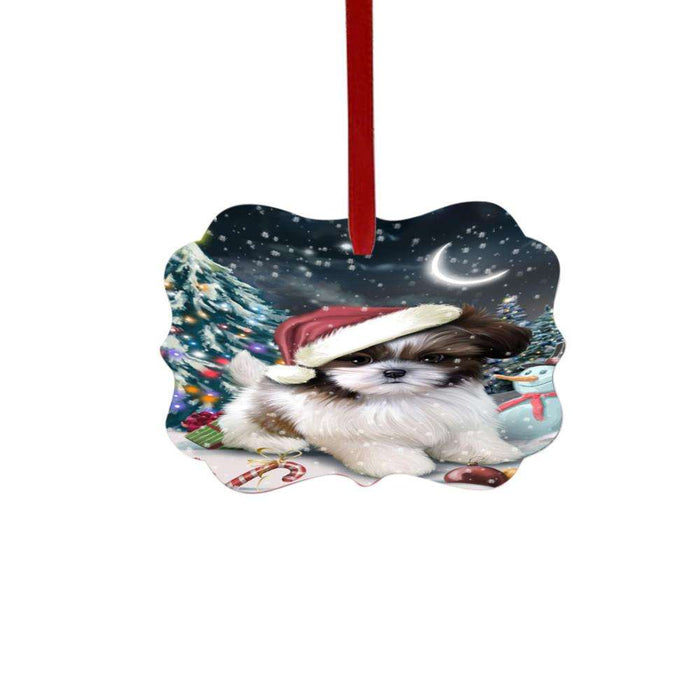 Have a Holly Jolly Christmas Happy Holidays Shih Tzu Dog Double-Sided Photo Benelux Christmas Ornament LOR48237