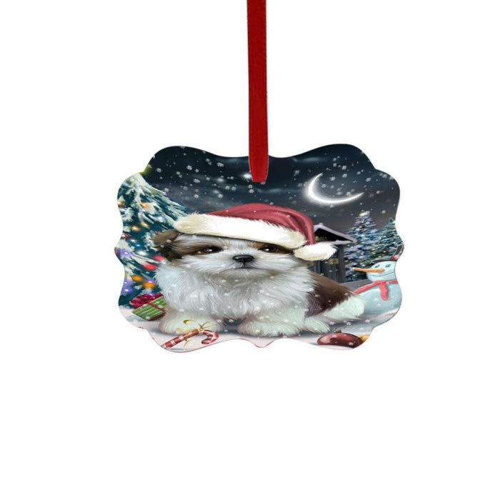 Have a Holly Jolly Christmas Happy Holidays Shih Tzu Dog Double-Sided Photo Benelux Christmas Ornament LOR48238