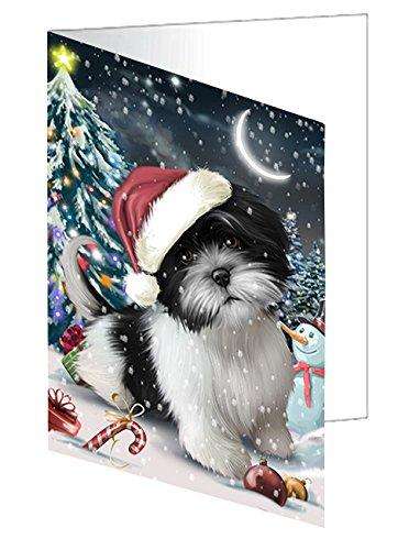 Have a Holly Jolly Christmas Happy Holidays Shih Tzu Dog Handmade Artwork Assorted Pets Greeting Cards and Note Cards with Envelopes for All Occasions and Holiday Seasons GCD630