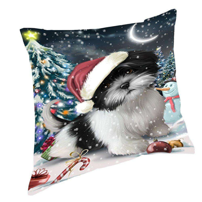 Have a Holly Jolly Christmas Happy Holidays Shih Tzu Dog Throw Pillow PIL736