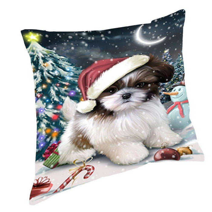 Have a Holly Jolly Christmas Happy Holidays Shih Tzu Dog Throw Pillow PIL740