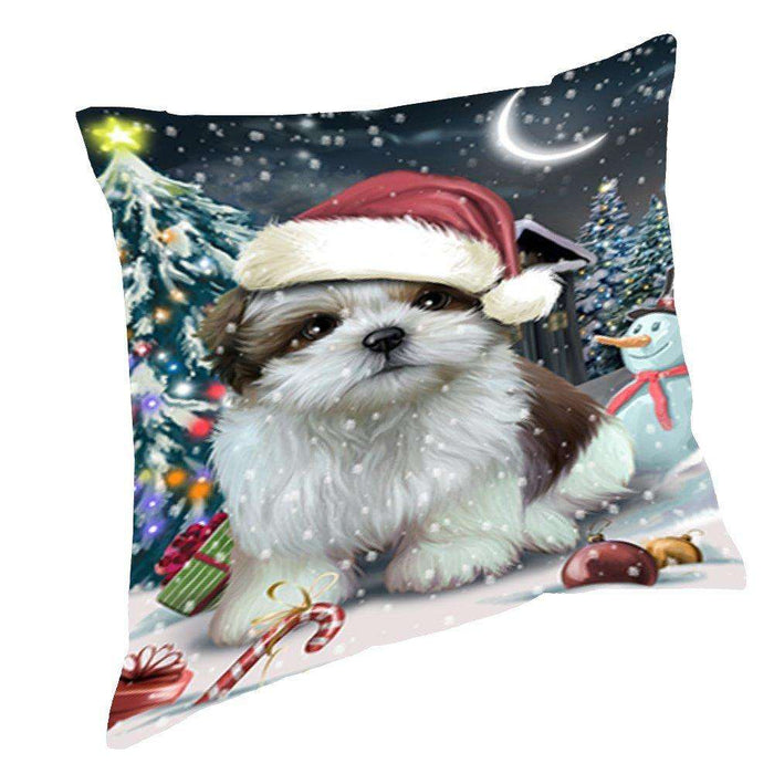 Have a Holly Jolly Christmas Happy Holidays Shih Tzu Dog Throw Pillow PIL744