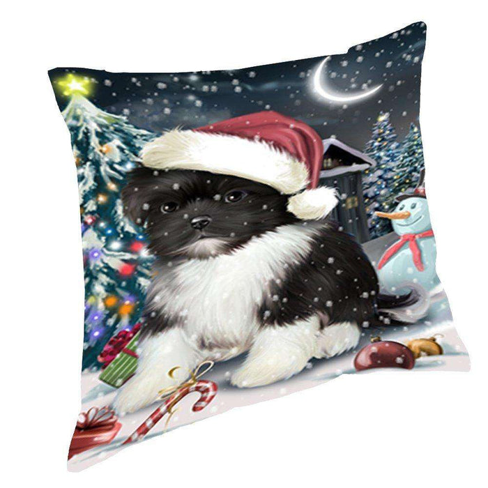 Have a Holly Jolly Christmas Happy Holidays Shih Tzu Dog Throw Pillow PIL748