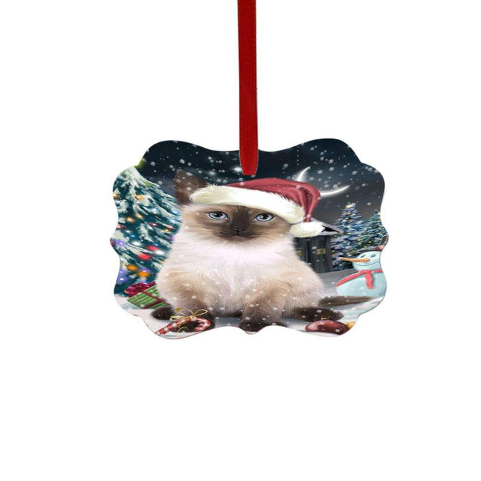 Have a Holly Jolly Christmas Happy Holidays Siamese Cat Double-Sided Photo Benelux Christmas Ornament LOR48338