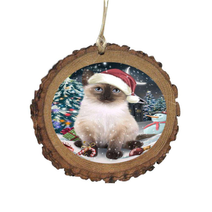 Have a Holly Jolly Christmas Happy Holidays Siamese Cat Wooden Christmas Ornament WOR48338