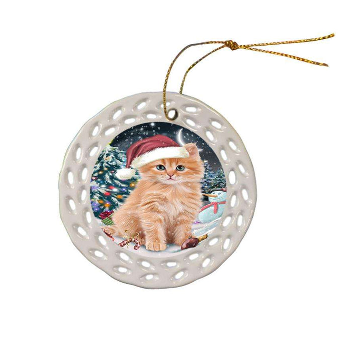 Have a Holly Jolly Christmas Happy Holidays Siberian Cat Ceramic Doily Ornament DPOR54250