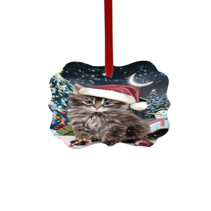 Have a Holly Jolly Christmas Happy Holidays Siberian Cat Double-Sided Photo Benelux Christmas Ornament LOR48340