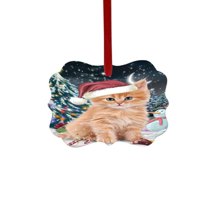 Have a Holly Jolly Christmas Happy Holidays Siberian Cat Double-Sided Photo Benelux Christmas Ornament LOR48341