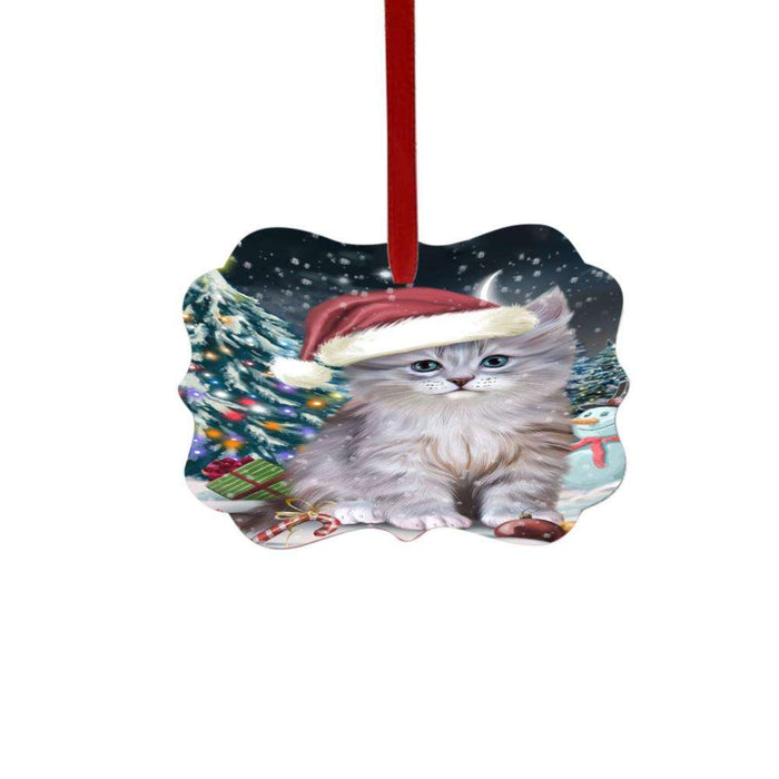 Have a Holly Jolly Christmas Happy Holidays Siberian Cat Double-Sided Photo Benelux Christmas Ornament LOR48342