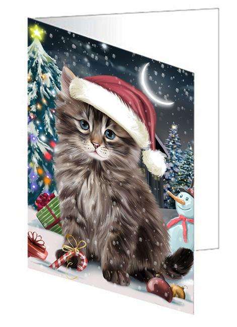 Have a Holly Jolly Christmas Happy Holidays Siberian Cat Handmade Artwork Assorted Pets Greeting Cards and Note Cards with Envelopes for All Occasions and Holiday Seasons GCD66776