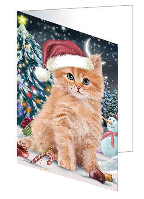 Have a Holly Jolly Christmas Happy Holidays Siberian Cat Handmade Artwork Assorted Pets Greeting Cards and Note Cards with Envelopes for All Occasions and Holiday Seasons GCD66779