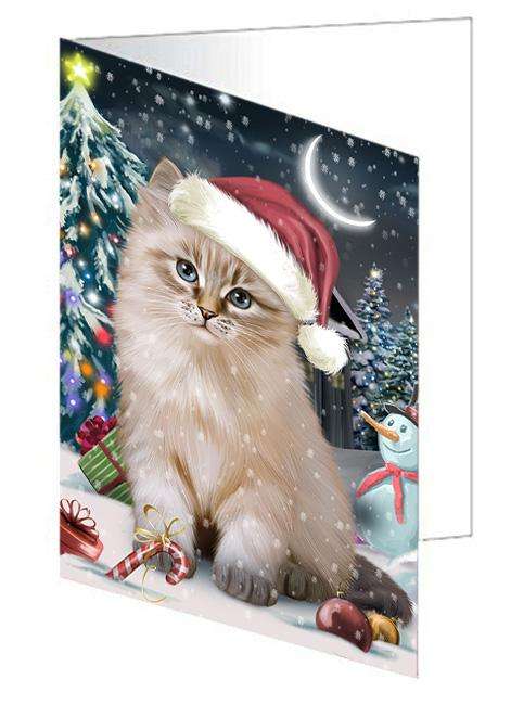 Have a Holly Jolly Christmas Happy Holidays Siberian Cat Handmade Artwork Assorted Pets Greeting Cards and Note Cards with Envelopes for All Occasions and Holiday Seasons GCD66785