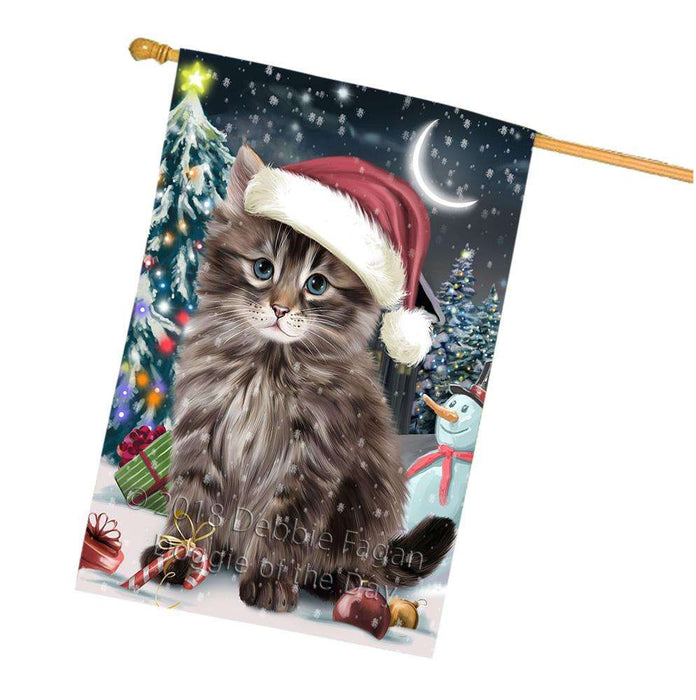 Have a Holly Jolly Christmas Happy Holidays Siberian Cat House Flag FLG54447