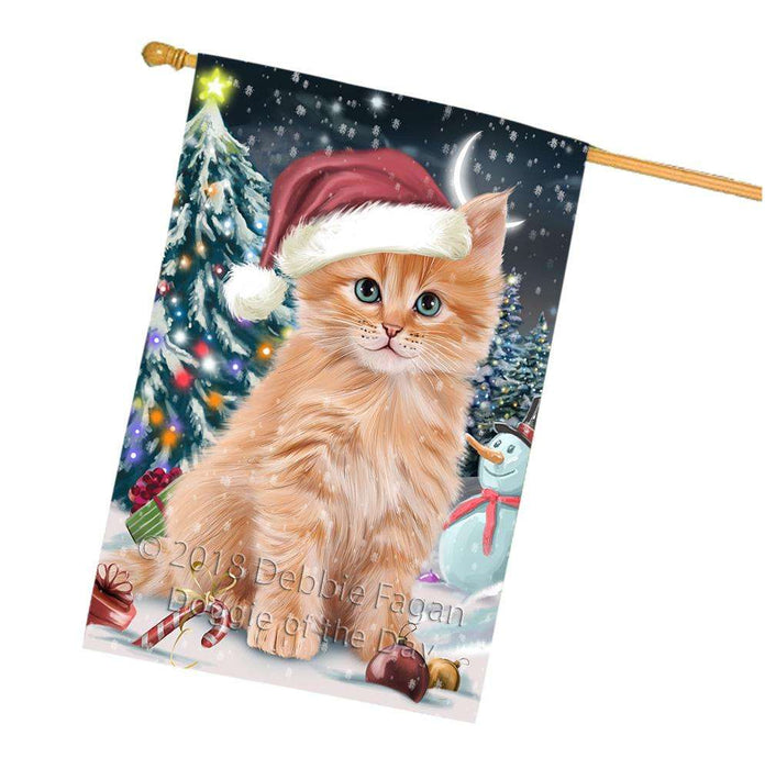 Have a Holly Jolly Christmas Happy Holidays Siberian Cat House Flag FLG54448