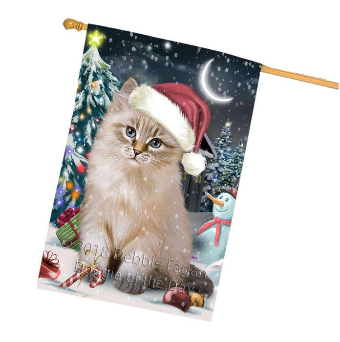 Have a Holly Jolly Christmas Happy Holidays Siberian Cat House Flag FLG54450