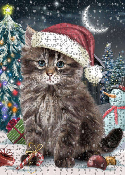 Have a Holly Jolly Christmas Happy Holidays Siberian Cat Puzzle with Photo Tin PUZL84152