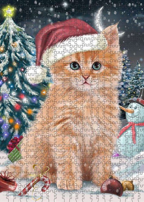 Have a Holly Jolly Christmas Happy Holidays Siberian Cat Puzzle with Photo Tin PUZL84156