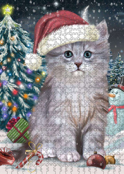 Have a Holly Jolly Christmas Happy Holidays Siberian Cat Puzzle with Photo Tin PUZL84160