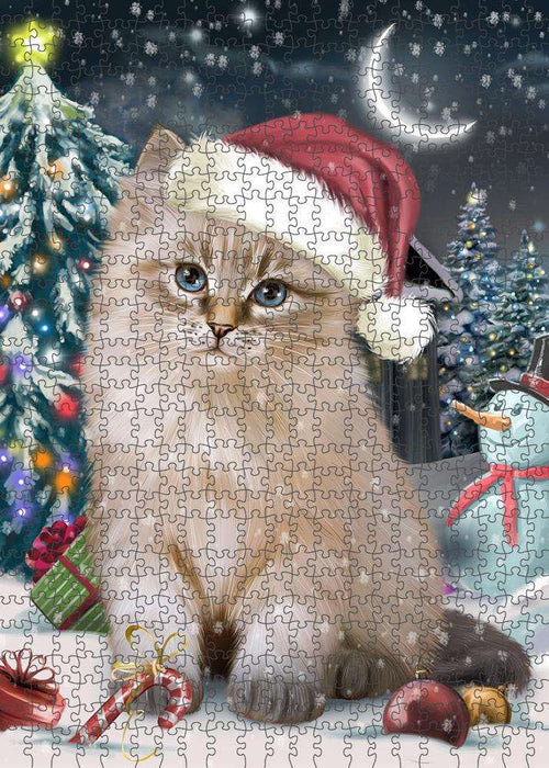 Have a Holly Jolly Christmas Happy Holidays Siberian Cat Puzzle with Photo Tin PUZL84164