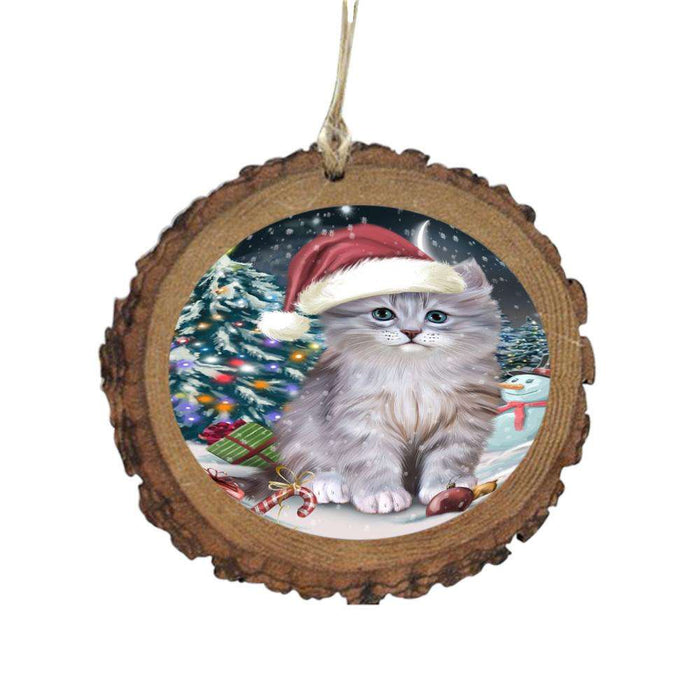 Have a Holly Jolly Christmas Happy Holidays Siberian Cat Wooden Christmas Ornament WOR48342