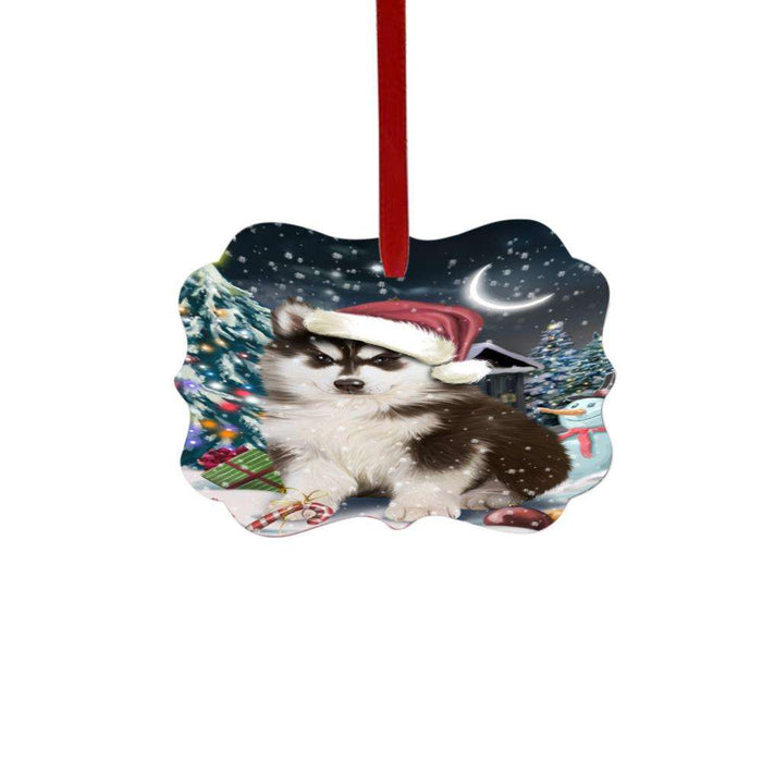 Have a Holly Jolly Christmas Happy Holidays Siberian Husky Dog Double-Sided Photo Benelux Christmas Ornament LOR48164