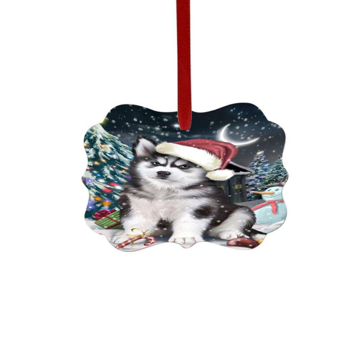 Have a Holly Jolly Christmas Happy Holidays Siberian Husky Dog Double-Sided Photo Benelux Christmas Ornament LOR48165