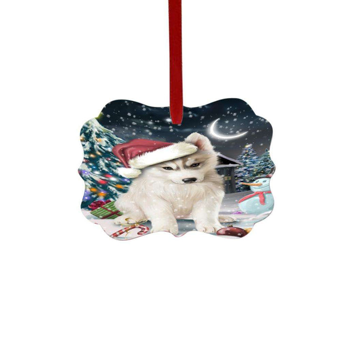 Have a Holly Jolly Christmas Happy Holidays Siberian Husky Dog Double-Sided Photo Benelux Christmas Ornament LOR48166