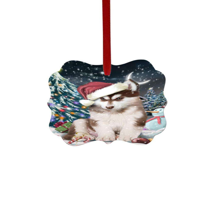 Have a Holly Jolly Christmas Happy Holidays Siberian Husky Dog Double-Sided Photo Benelux Christmas Ornament LOR48167