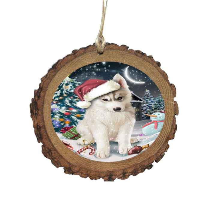 Have a Holly Jolly Christmas Happy Holidays Siberian Husky Dog Wooden Christmas Ornament WOR48166