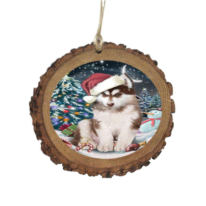 Have a Holly Jolly Christmas Happy Holidays Siberian Husky Dog Wooden Christmas Ornament WOR48167