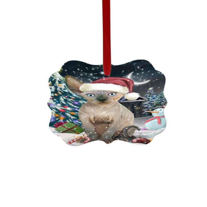 Have a Holly Jolly Christmas Happy Holidays Sphynx Cat Double-Sided Photo Benelux Christmas Ornament LOR48344