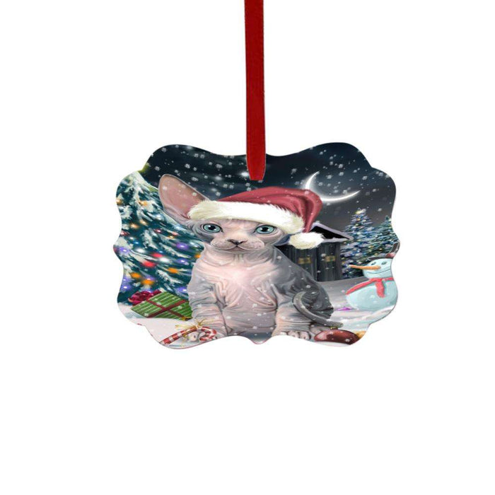 Have a Holly Jolly Christmas Happy Holidays Sphynx Cat Double-Sided Photo Benelux Christmas Ornament LOR48345