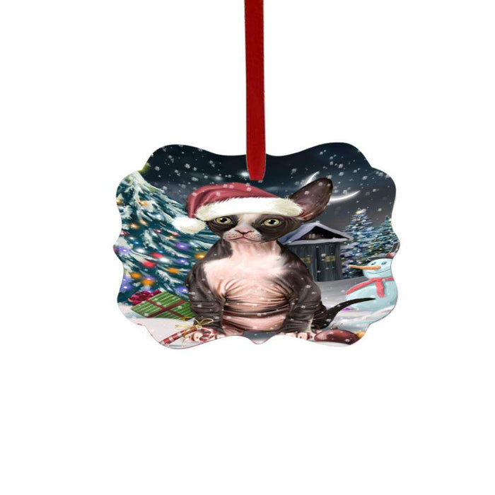 Have a Holly Jolly Christmas Happy Holidays Sphynx Cat Double-Sided Photo Benelux Christmas Ornament LOR48346