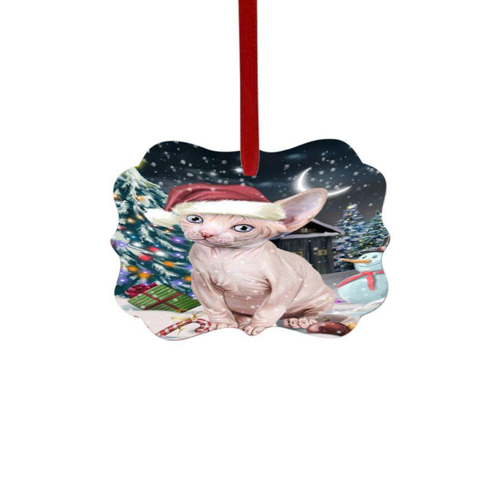 Have a Holly Jolly Christmas Happy Holidays Sphynx Cat Double-Sided Photo Benelux Christmas Ornament LOR48347