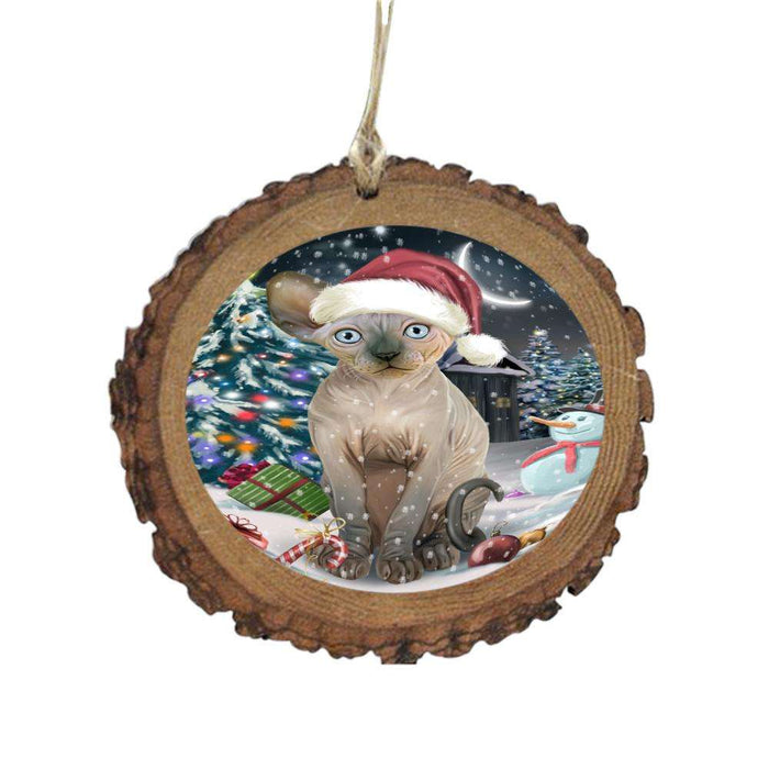 Have a Holly Jolly Christmas Happy Holidays Sphynx Cat Wooden Christmas Ornament WOR48344