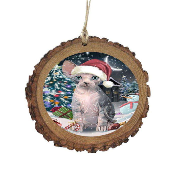 Have a Holly Jolly Christmas Happy Holidays Sphynx Cat Wooden Christmas Ornament WOR48345