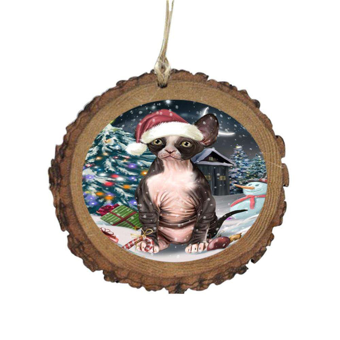 Have a Holly Jolly Christmas Happy Holidays Sphynx Cat Wooden Christmas Ornament WOR48346