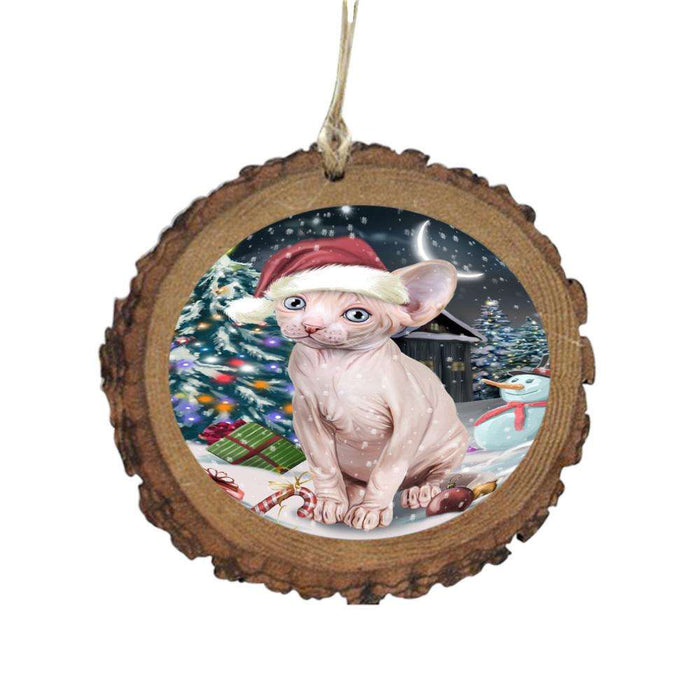 Have a Holly Jolly Christmas Happy Holidays Sphynx Cat Wooden Christmas Ornament WOR48347