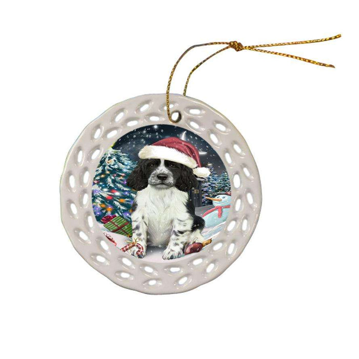 Have a Holly Jolly Christmas Happy Holidays Springer Spaniel Dog Ceramic Doily Ornament DPOR54253